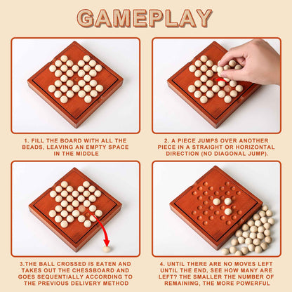 AIUAZA Wooden Independent Single Noble Chess Children's Educational Desktop Game Classical Peg Solitaire Toys Wholesale