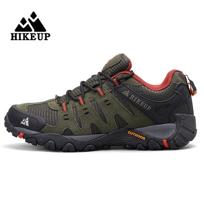 HIKEUP Tênis Masculino de Caminhada em Couro Camurça, Calçados Outdoor Resistentes ao Desgaste Masculinos para Trekking, Caminhada, Caça e Tênis Táticos