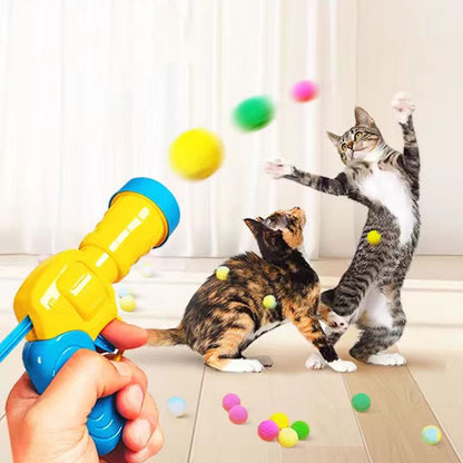 Bola de Pelúcia Atiradora de Gatos Aliviando a Depressão Brinquedo para Gatos Bola Silenciosa Mini Jogos de Armas Atiradoras de Bolas de Pelúcia Suprimentos para Animais de Estimação