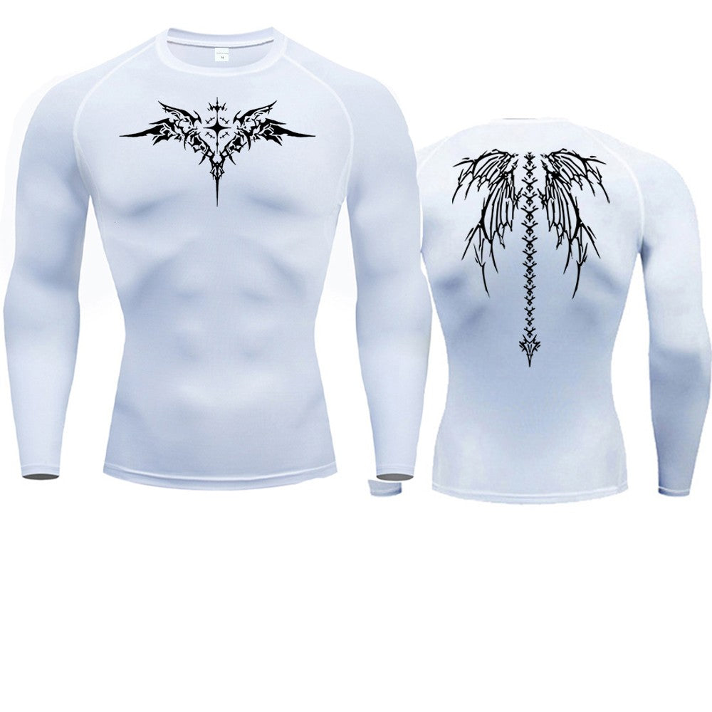 Anime Print Compression Shirt Mens Running T-Shirt Quick-Drying Fitness Sportswear Gym Sports Short Sleeve Breathable Tops