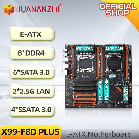 HUANANZHI X99 F8D PLUS LGA 2011-3 XEON X99 Motherboard support Intel Dual CPU E5 2640 2666 2670 2696 V3 V4 DDR4 RECC NVME NGFF