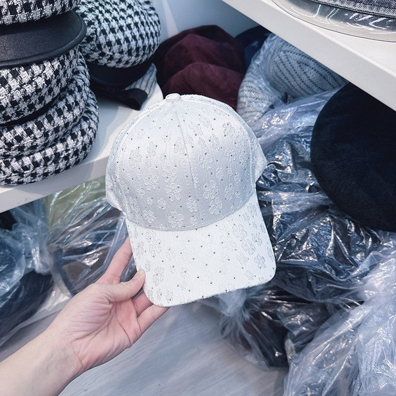 Fashion Retro Diamond Luxury Rhinestone Baseball Cap Satin Streetwear Hip Hop Hat Bones Snapback Ponytail Peaked Hats Caps Men