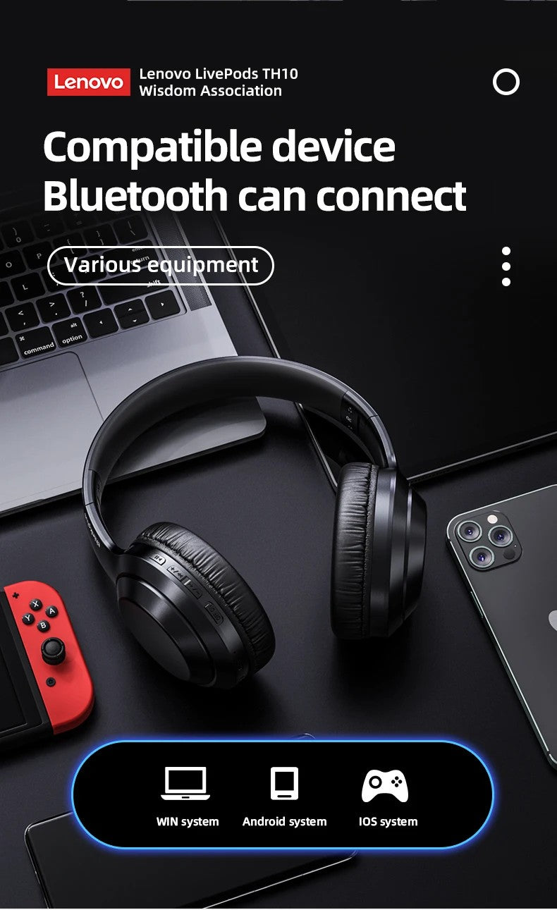 Fone de ouvido Lenovo Thinkplus TH10 TWS Estéreo com baixa latência e longa duração para jogos, fones de ouvido Bluetooth para música com microfone