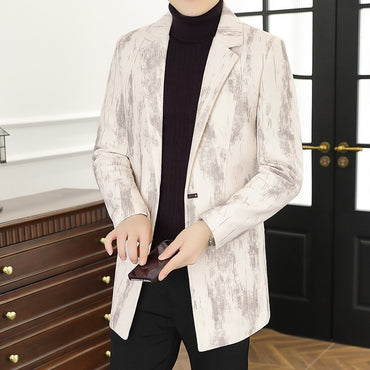 Men's woolen overcoat, mid-length, regular Korean style fashionable and trendy woolen coat jacket for autumn and winter