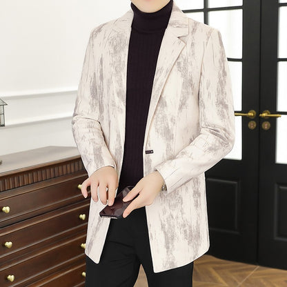 Men's woolen overcoat, mid-length, regular Korean style fashionable and trendy woolen coat jacket for autumn and winter