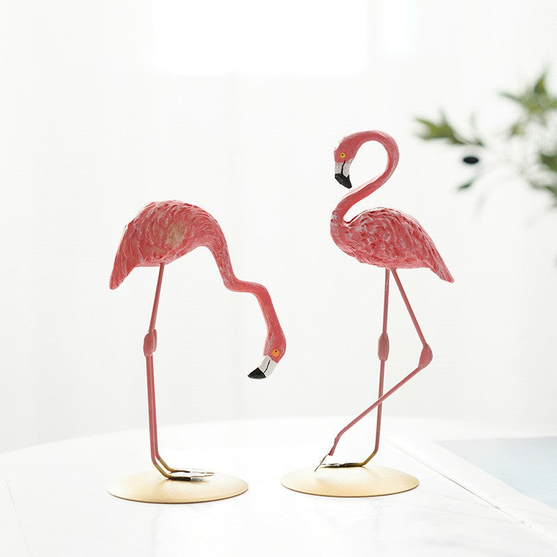 Nordic Home Decor Accessories Creative Resin Flamingo Figurines Pink Sculpture Animal Model Living Room Desktop Ornament Crafts