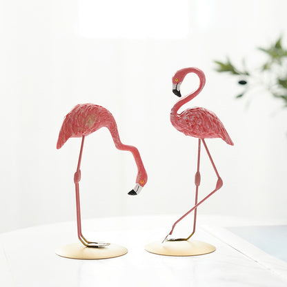 Nordic Home Decor Accessories Creative Resin Flamingo Figurines Pink Sculpture Animal Model Living Room Desktop Ornament Crafts