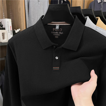 100Cotton Original Quality Men's Polo Shirt Simple Front Embroid Long Sleeve Autumn Lapel T-Shirt Business Casual Trend Menswear