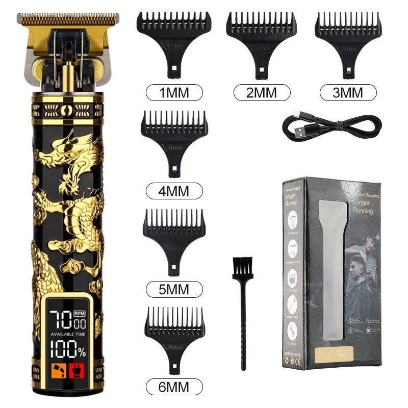 Electric Hair Clipper Professional Men's Hair Clipper LCD Display T-Blade Trimmer Zero Gap Cordless Rechargeable Men's Trimmer G