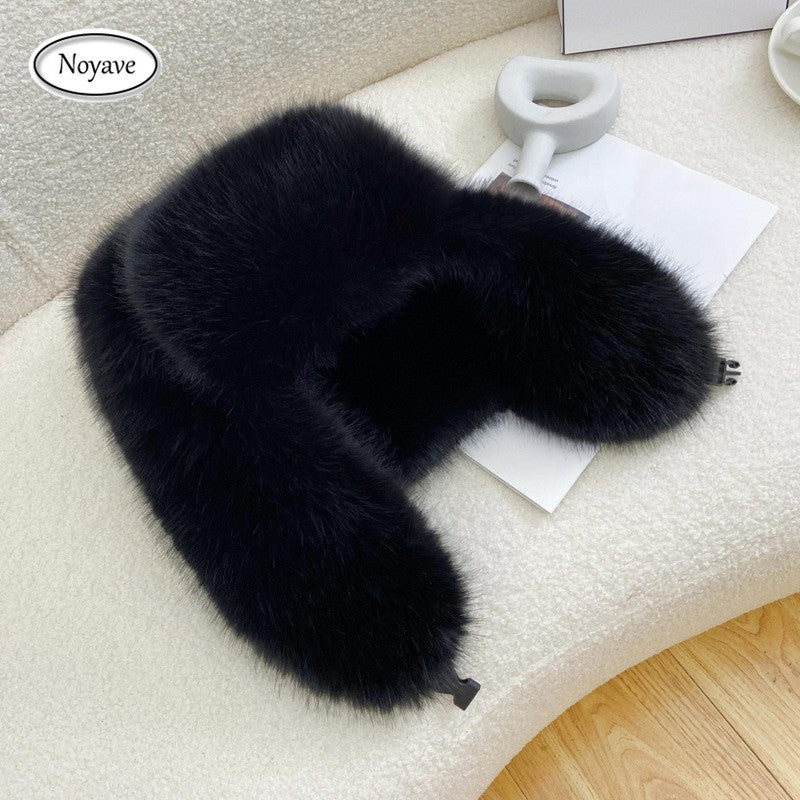 Fluffy Imitation Mink Fur Bomber Hats Women's Autumn and Winter Korean Version Plush Hat Female Ins Blogger Cycling Cold Hat