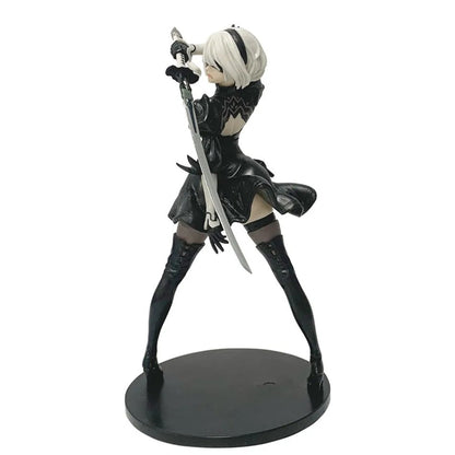 Figura de Anime Yorha 2B Quente de 18CM Série Preto e Branco PVC Colecionável Boneco de Ação Estatueta de Presente
