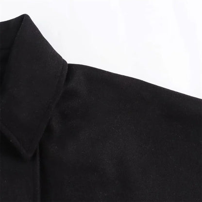 Women's Oblique Button Loose Batwing Sleeve Jacket Coat Lapel Double Pocket Warm Solid Vintage Outerwear Fall Winter Coat