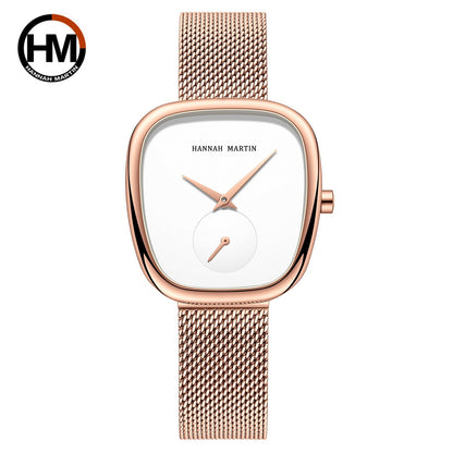 HANNAH MARTIN Brand Original Luxury Women Watch Rose Gold Fashion Stainless Steel Quartz Movement Waterproof Women Dress Watches