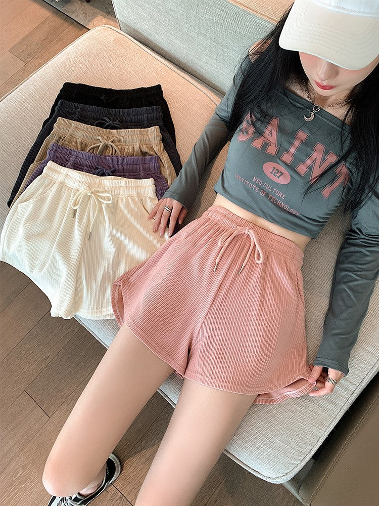 2025 New Summer Sports Shorts Women's Korean High Waist Loose Large tudent Youth Home Sleepwear Running Yoga Shorts