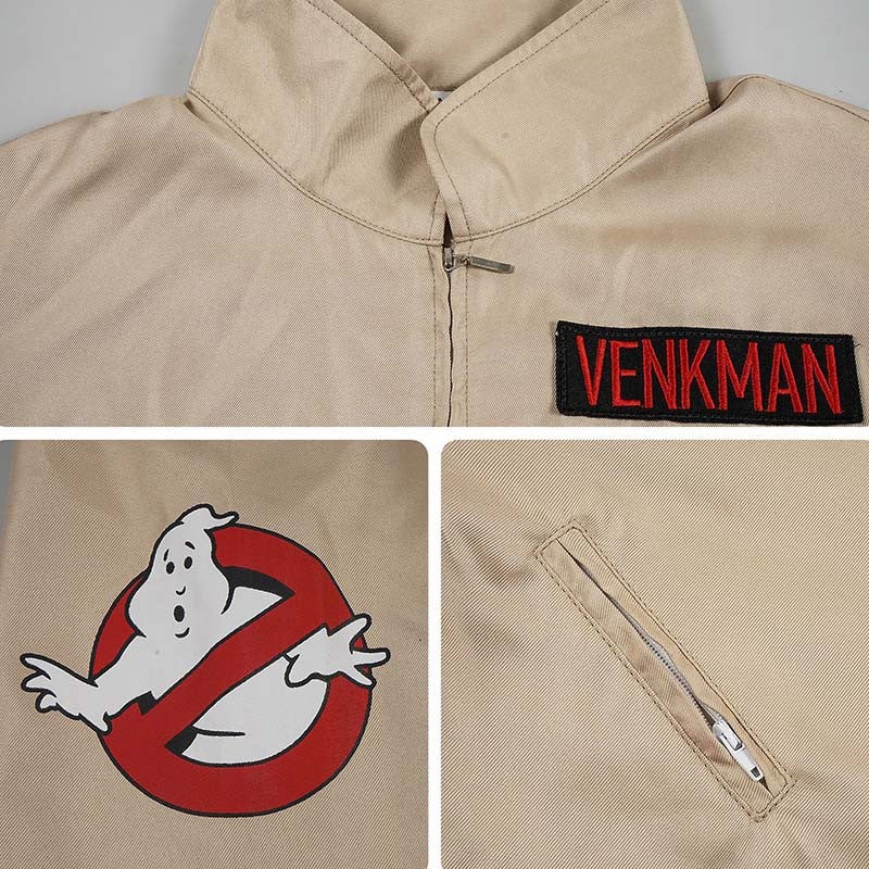Ghost Buster Cosplay Costume for Adult Classic Venkman Gary Grooberson Ghost Hunt Jumpsuit Halloween Carnival Suit(130CM-XXXL)