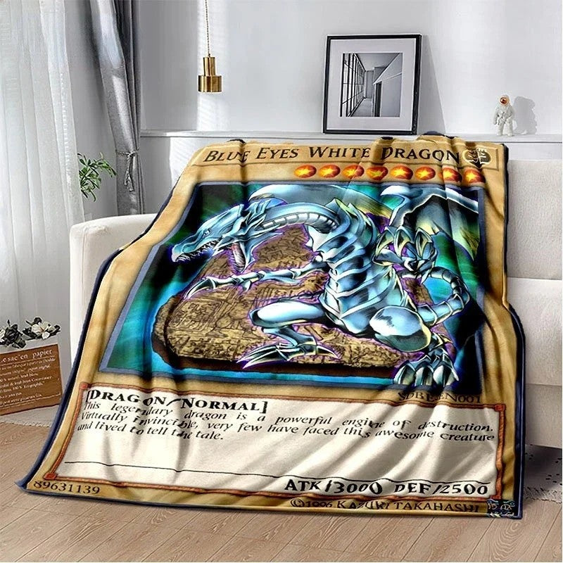 Cobertor de Jogar Yu Gi Oh Anime Dragão Branco de Olhos Azuis Desenho Animado Macio de Pelúcia Mantas de Quarto Escritório Colcha Decoração de Casa