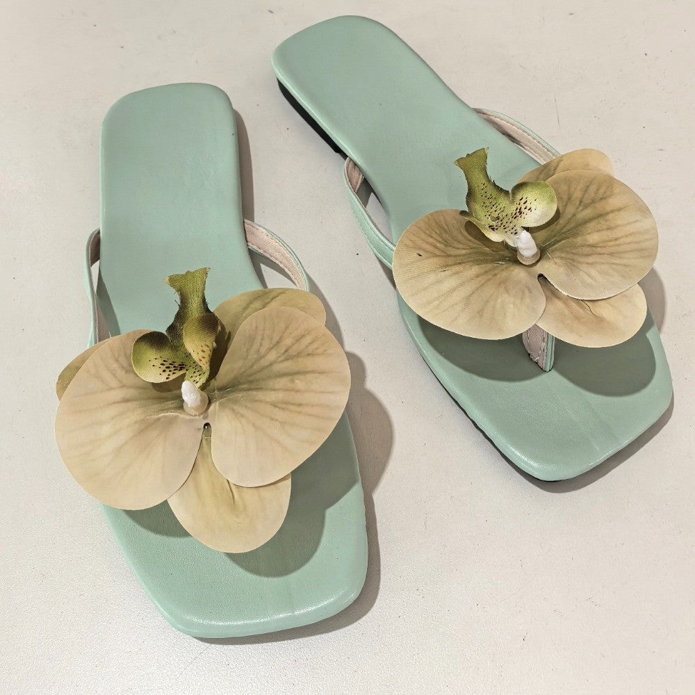 Daily Sweet Butterfly Orchid Slipper Summer Vacation Flower Flip Flops Elegant Out Wear Women's Sandals Ladies/Girls