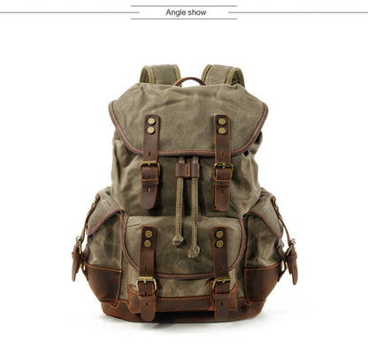 Vintage Canvas Backpacks for Men Laptop Daypacks Waterproof Rucksacks Large Waxed Mountaineering Travel Pack vintage backpack