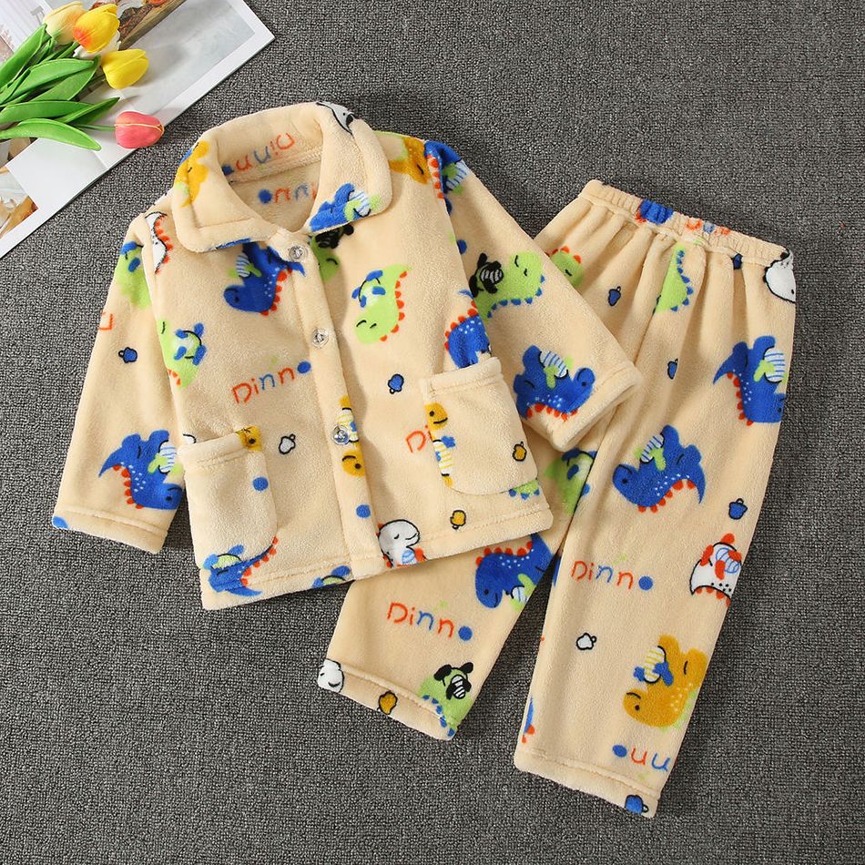 High Quality Coral Fleece Flannel Cute Cartoon Pattern Pajama Sets Boys and Girls Long Sleeve Warm Comfortable Winter Sleepwear
