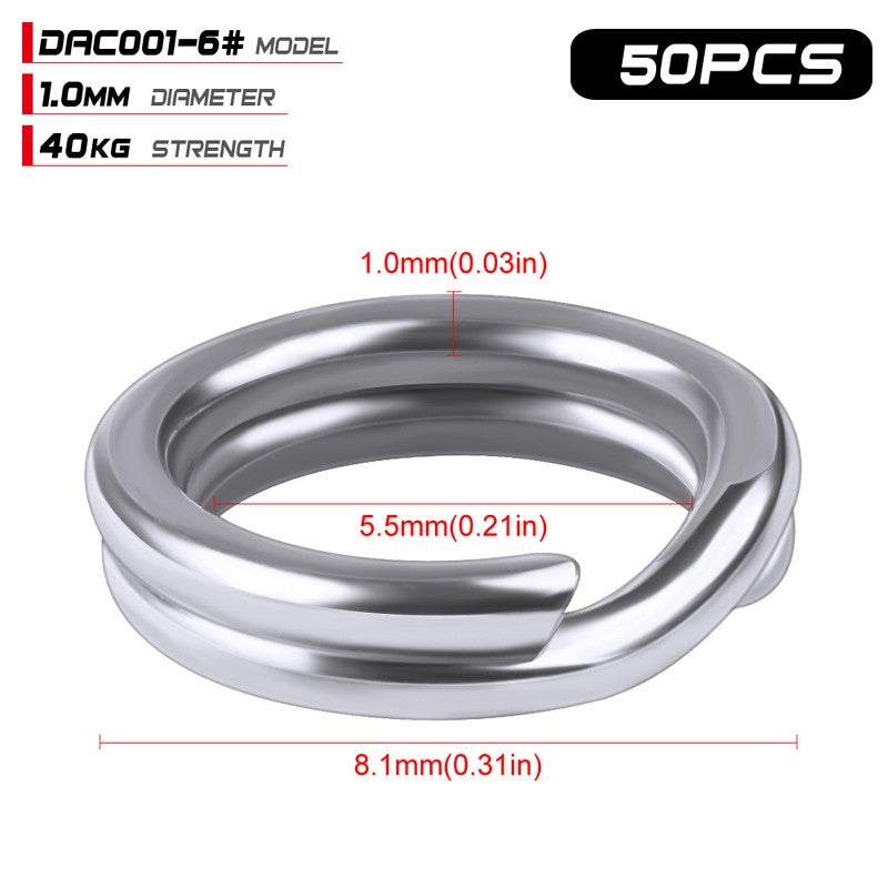 PROBEROS 50 Anéis Divididos para Pesca, Isca Rígida Crank, Prata, Aço Inoxidável 0#-12#, Acessórios Conectores de Pesca, Equipamento