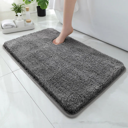 Tapete de chão de banheiro arredondado e espesso, tapete absorvente para banheira, material de pelúcia, tapete antiderrapante para os pés, capacho de entrada, banheiro