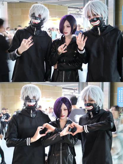 Anime Tokyo Ghoul Cosplay Kaneki Ken Cosplay Costumes Uniform Masks Hoodie Jacket Pants Shorts Full Set Outfits Wig Men