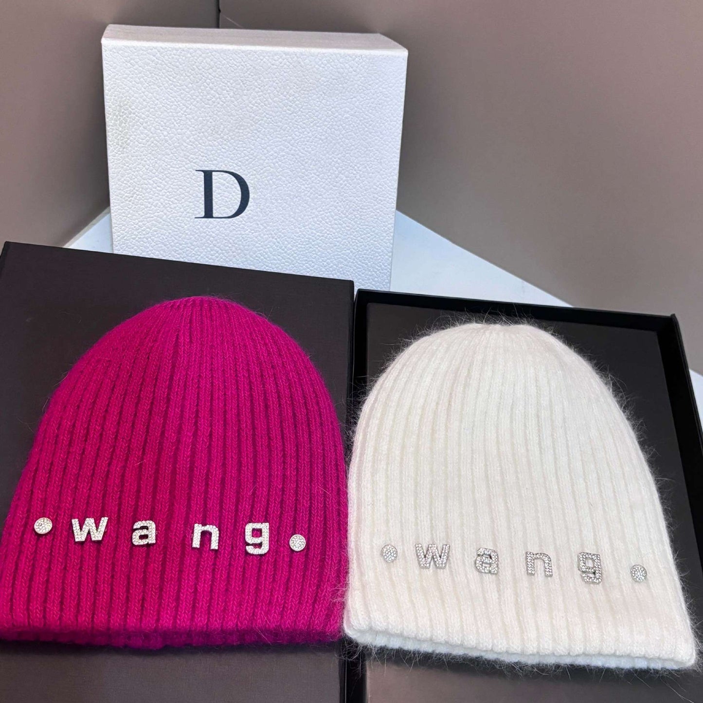 Simple Rabbit Hair Knitted Beanie for Women Outdoor Winter Warm Hat with Ear Flaps Basic Stretchable Skull Cap