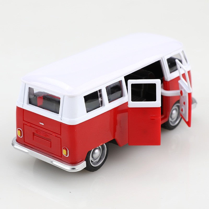 1:38 Alloy Diecast Volkswagen T1 Vintage Van Car Model Classic Pull Back Miniature Vehicle Replica For Collection Gift for Kids