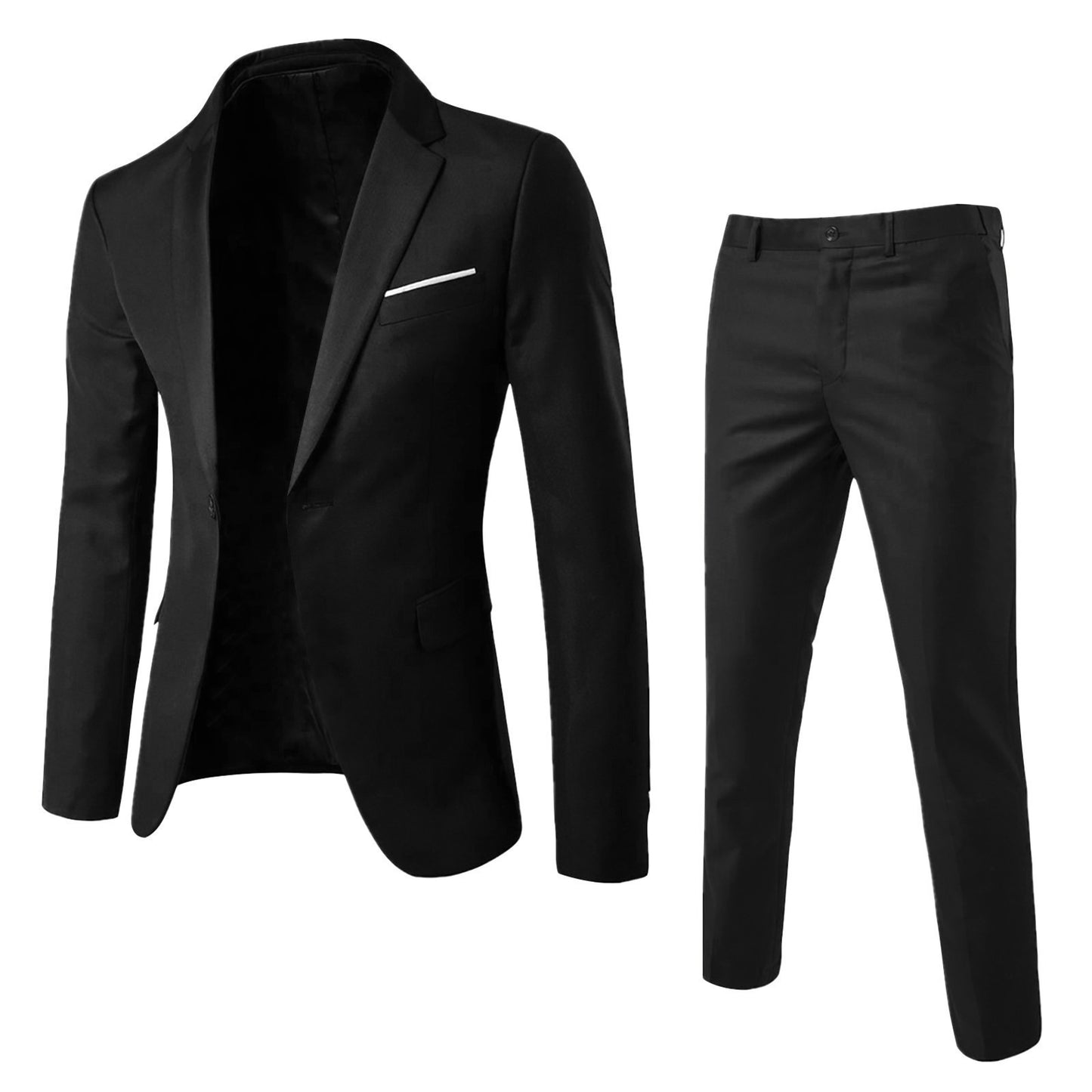 Men's Suit 2-Piece Set - Korean Style Slim Fit Business Formal Blazer for Groom & Best Man