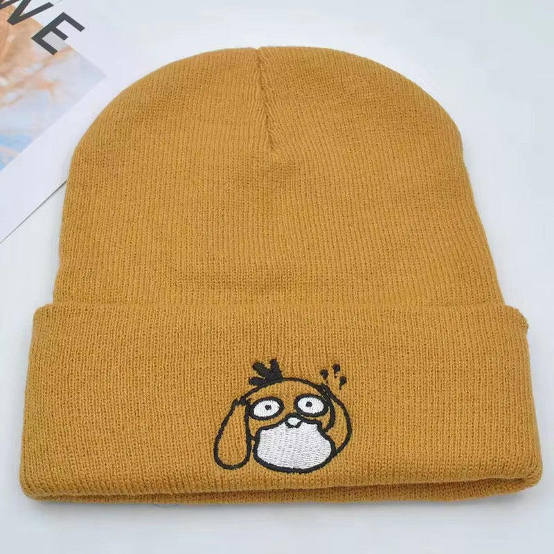Pokemon Snorlax Ditto Psyduck Gorros Femininos de Inverno Quentes Chapéu Anime Cor Sólida Boné Engraçado Bordado para Homens Touca de Malha Unissex