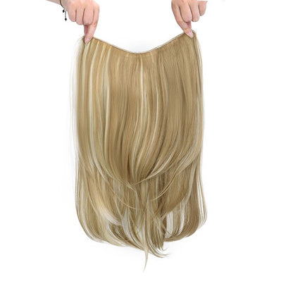 Alongamento de Cabelo Sintético de 22 Polegadas em Formato V, Longo e Liso, Peça de Cabelo em Camadas Natural Invisível para Uso Diário Feminino em Festas e no Dia a Dia