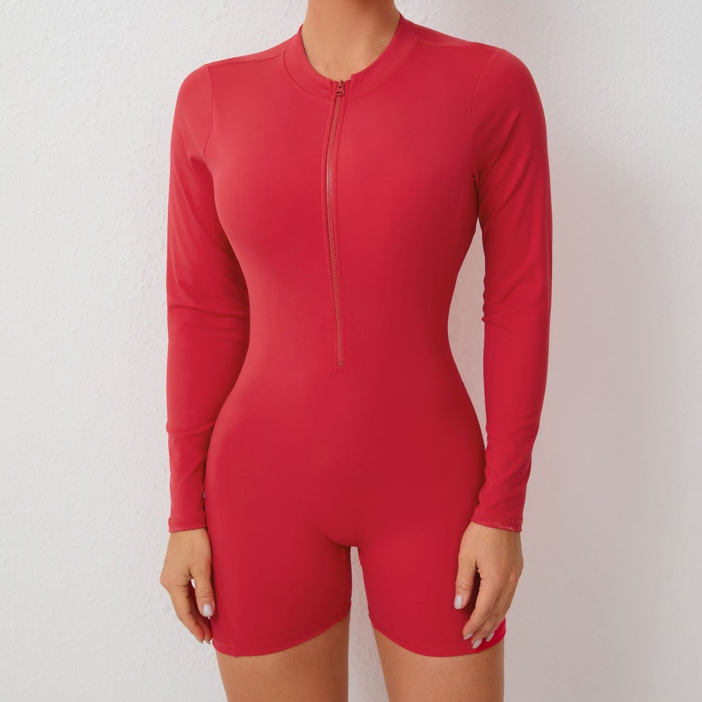 V Back Scrunch One-Piece Suit Push Up Sports Jumpsuit Woman Fitness Zipper Overalls Workout Rompers Women Gym Bodysuits Female