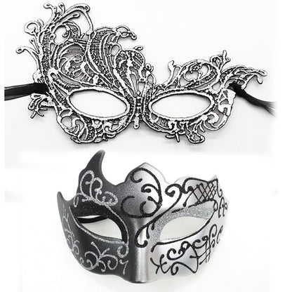 2Pcs Couples Gold Purple Black Blue Lace Masks Butterfly Venetian Face Cover for Mardi Gras Halloween Masquerade Party Costume