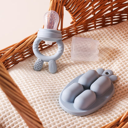 Silicone Baby Fruit Feeder With Cover Fruit Vegetable Food Supplement Bite Soother Nibbler Feeding Tableware Teething Pacifier