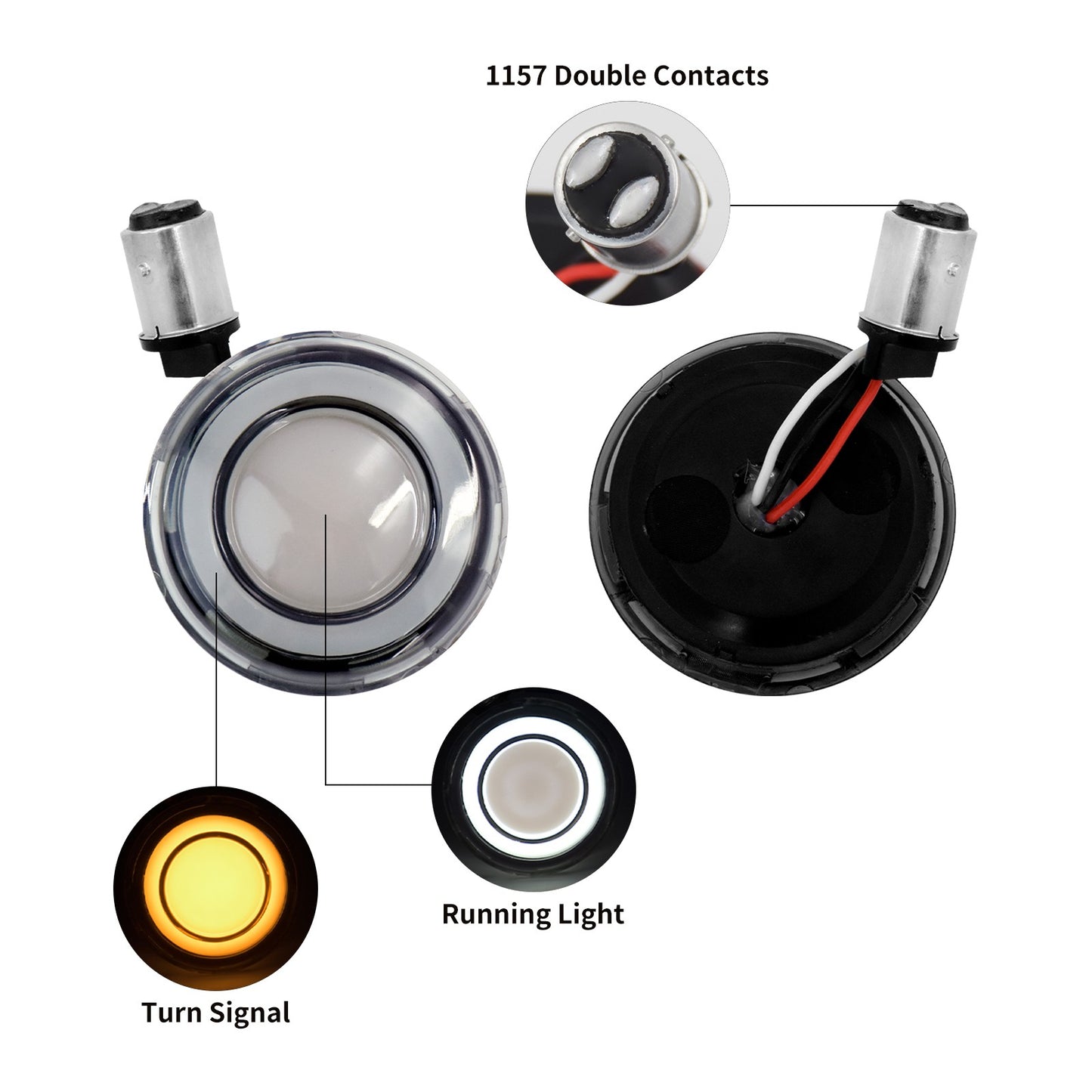 Pisca de Moto LED 1156 Estilo Bala LED Cinza para Harley Touring Sportster XL 2002-2021 Softail Dyna 02-17 FLSTSB FLTRU