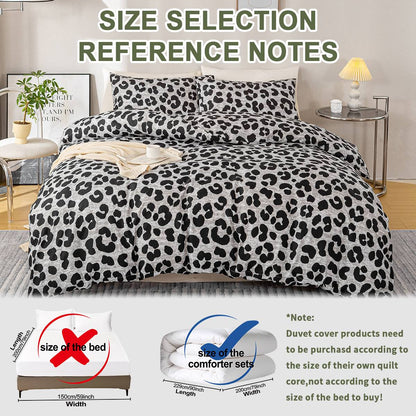 3pcs Leopard Print Duvet Cover Set, Soft Skin-Friendly Bedding Set Includes 1 Duvet Cover And 2 Pillowcases