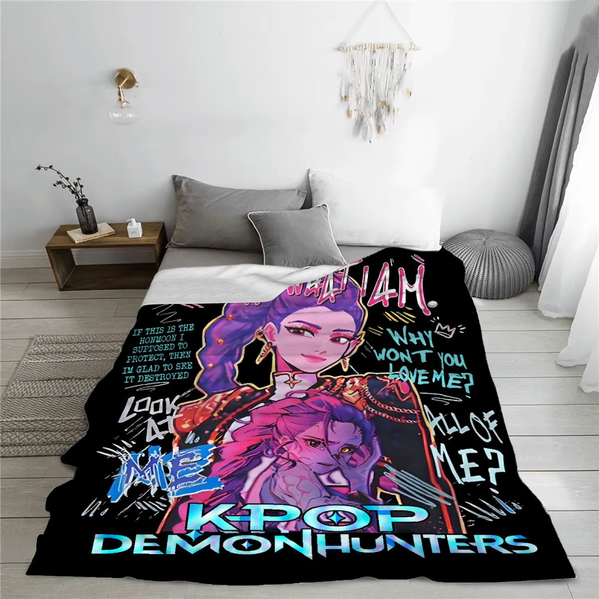 Huntrix Blankets K pop Demon Hunters Zoey Rumi Mira Soft Warm Throw Blanket Winter Kids Couch Bed Fluffy Bedspread
