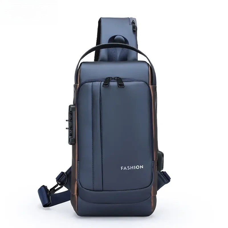 Large Capacity Multifunction Shoulder Crossbody Bag Messenger Chest Sling Travel Pack for Male Men Usb Waterproof Sports Running