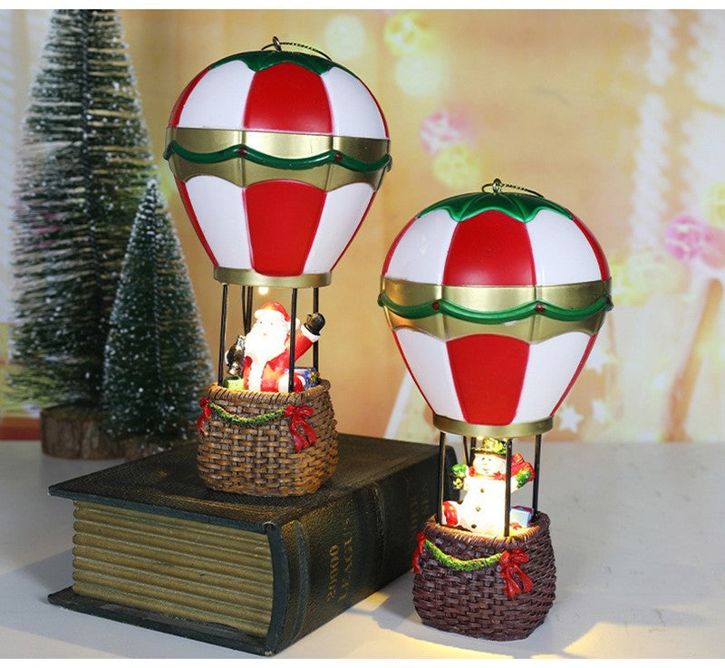 Christmas Glowing Ornaments Santa Claus Snowman Fireplace Resin LED Night Light Christmas Decoration Holiday Kids Toys Gift