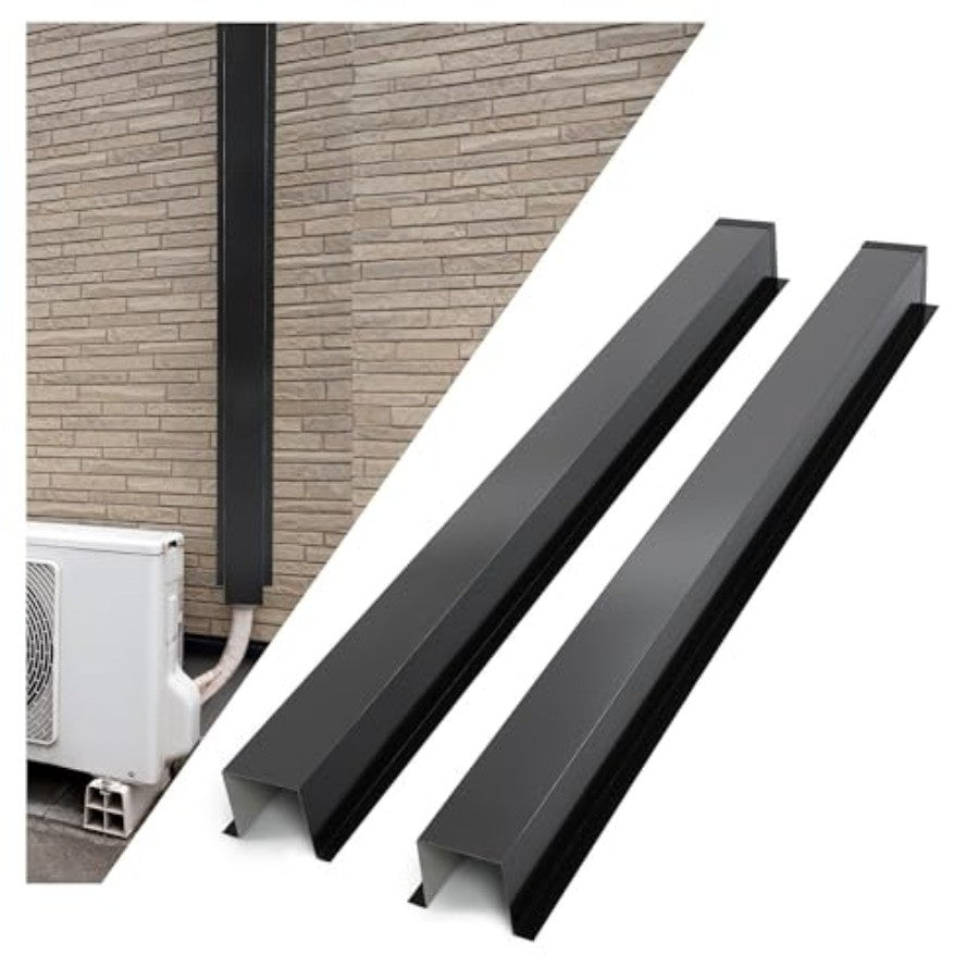 Conjunto de Cobertura de Linha de Metal 10,16cm L x 10,16cm A x 304,8cm C para Mini Split Ar Condicionado Central Bomba de Calor Aço Resistente Branco 2 Peças Univ