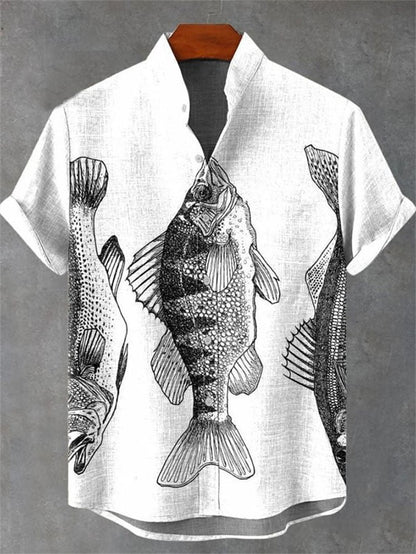 2025 tropical jungle print lapel casual Hawaiian shirt print style short sleeved casual shirt for men