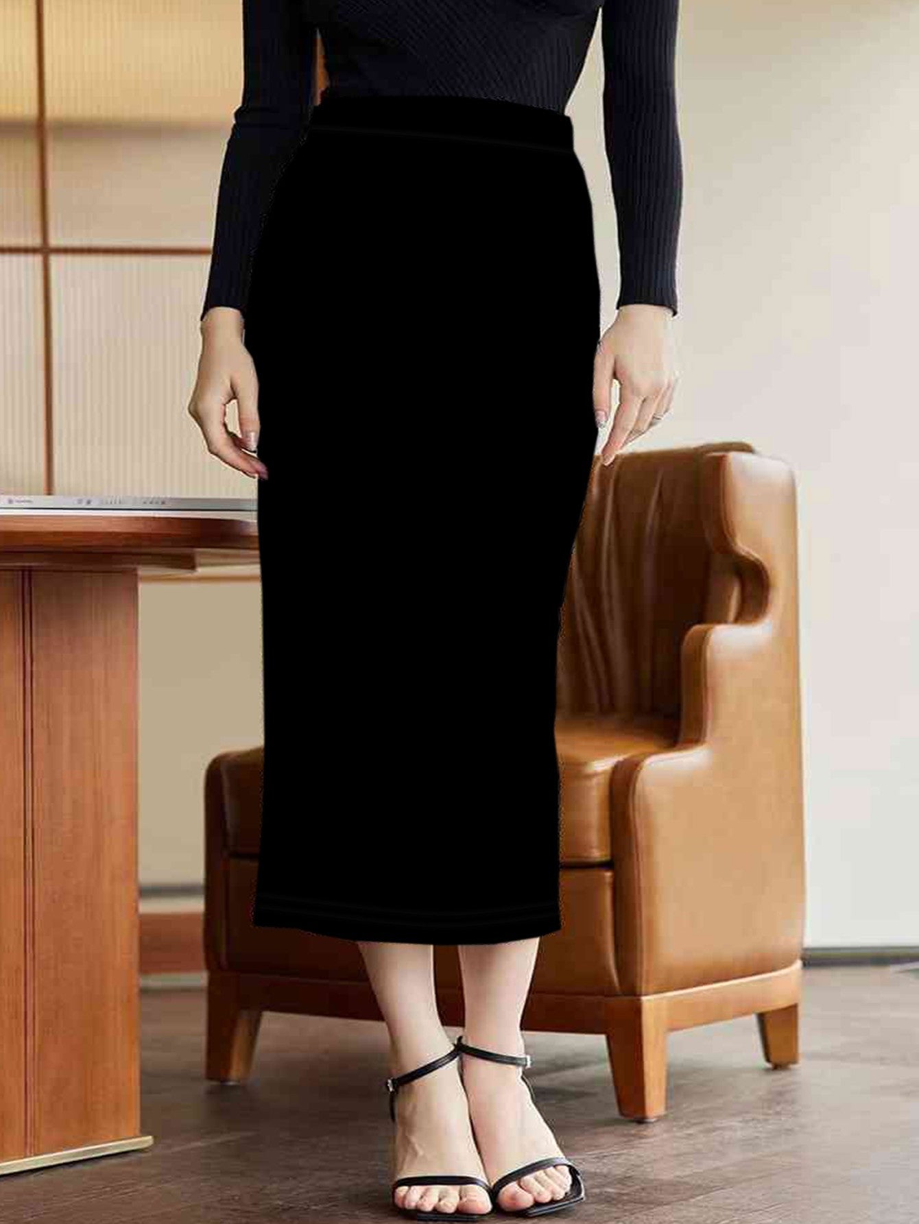 Spring and summer new plus size women's fashion temperament wind slit design solid color half-body skirt