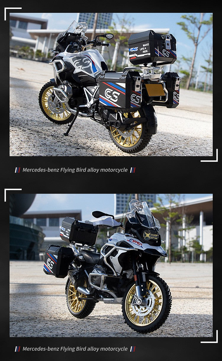 1:10 R1250GS Adventure Moto de Liga Leve Die Cast Modelo de Veículo Coleção Som e Luz Off Road Motocicleta Brinquedos Carro