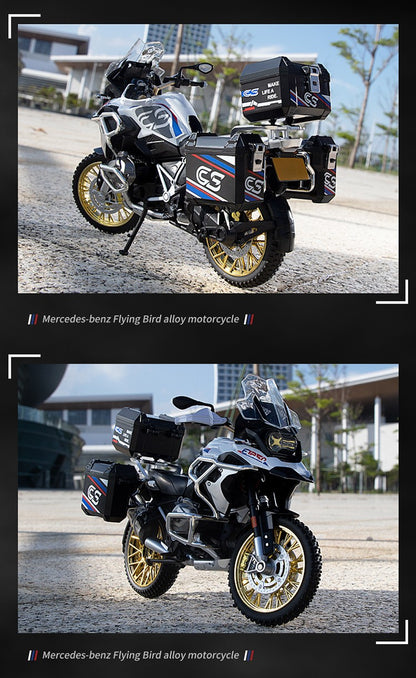 1:10 R1250GS Adventure Moto de Liga Leve Die Cast Modelo de Veículo Coleção Som e Luz Off Road Motocicleta Brinquedos Carro
