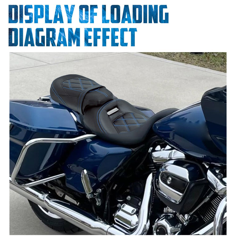 Motorcycle Two Up Seat Black Front Rear Driver Passenger Seat For Harley Touring Road King Street Electra Road Glide 2009-2024
