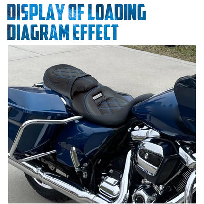 Assento de Motocicleta Duplo Preto Dianteiro Traseiro para Piloto e Passageiro para Harley Touring Road King Street Electra Road Glide 2009-2024