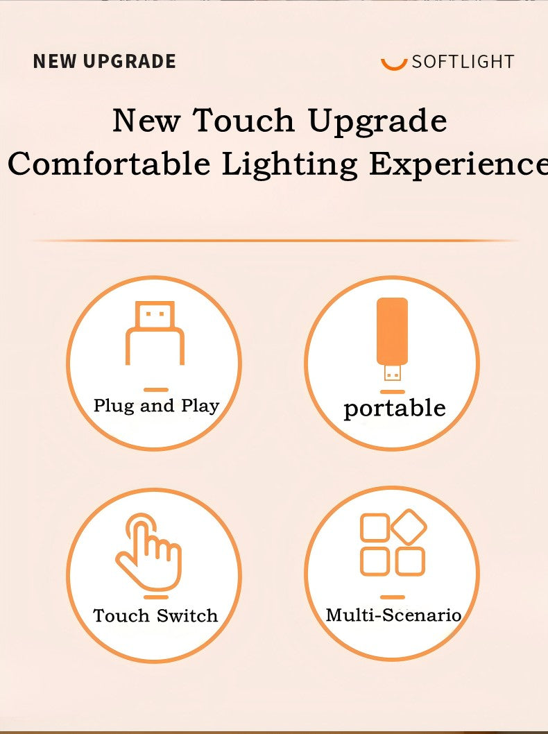 10LEDs USB Touch Dimming Night Light 5V Portable 3000K/6500K Bulb for Bedroom Study PC Laptop Mobile Power Bank Plug in Lighting