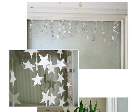 4M Paper Glitter Gold Blue Moon Star String Garland Hanging Banner Wall Party Decorations for Eid Mubarak Wedding DIY Decoration