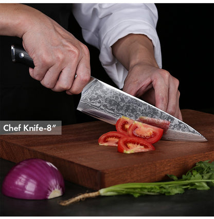 TURWHO Chef Knife 1-5 PCS Kitchen Knives Set 67 Layer Damascus Steel Japanese Nakiri Santoku Cleaver Slicing Bread Utility Knife