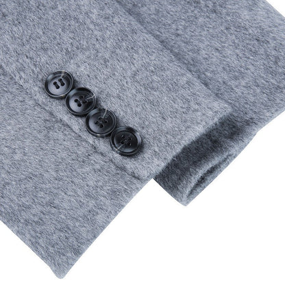 100% Wool Hand-Sewn Men's Coat Long Overcoats Boy Buttons Cardigan Long-style Woolen Coats Overcoat 2024 New